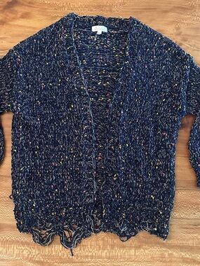 Sweet Generis Multicolor Confetti Knit Cardigan Sweater Navy | Size: M/L